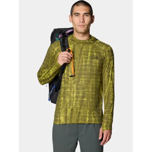 Mountain Hardwear Crater Lake Long Sleeve Hoody Férfi Hosszú ujjú póló 354-Combat Green Prismatic print