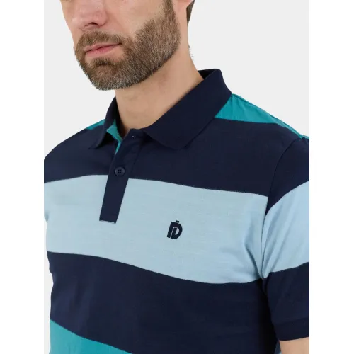 Fundango Incognito Stripe Poloshirt Férfi Galléros póló 450-lake