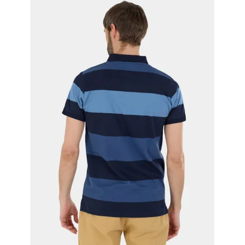 Fundango Incognito Stripe Poloshirt Férfi Galléros póló 488-indigo