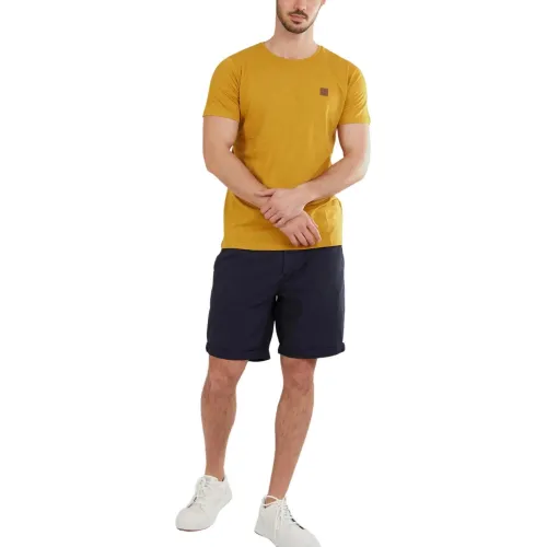 Fundango Jaggy Structured T-Shirt Fundango Jaggy Structured T-Shirt Férfi Póló 663-golden brown