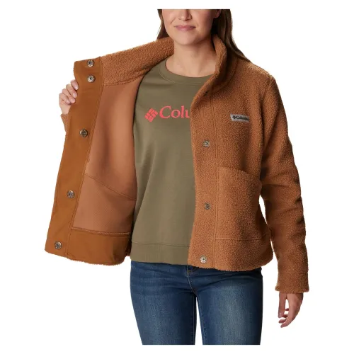 Columbia Panorama Snap Fleece Jacket Női Utcai Kabát 224-Camel Brown