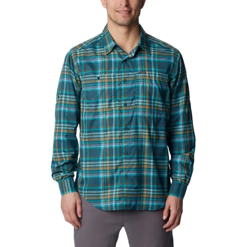 Columbia Silver Ridge Utility Lite Plaid Long Sleeve Shirt Férfi Ing 414-Night Wave