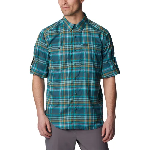 Columbia Silver Ridge Utility Lite Plaid Long Sleeve Shirt Férfi Ing 414-Night Wave