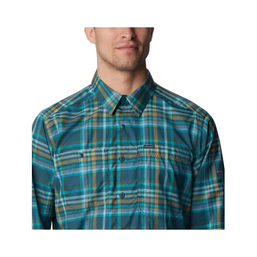 Columbia Silver Ridge Utility Lite Plaid Long Sleeve Shirt Férfi Ing 414-Night Wave