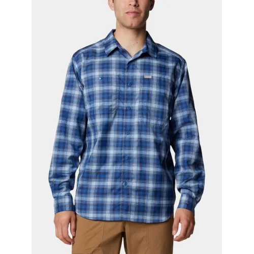Columbia Silver Ridge Utility Lite Plaid Long Sleeve Shirt Férfi Ing 433-Mountain Blue
