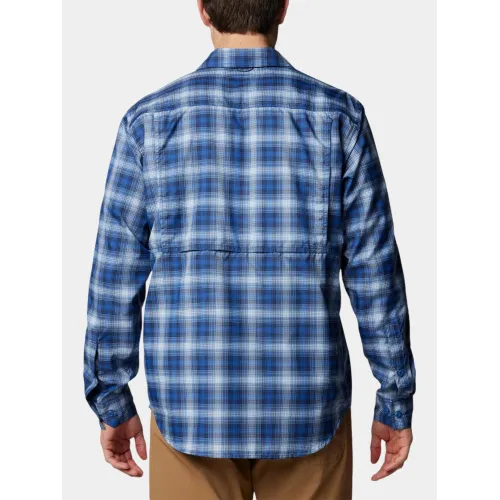 Columbia Silver Ridge Utility Lite Plaid Long Sleeve Shirt Férfi Ing 433-Mountain Blue