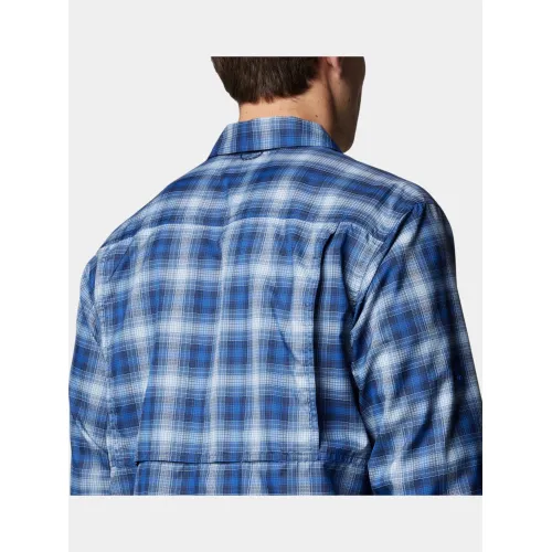 Columbia Silver Ridge Utility Lite Plaid Long Sleeve Shirt Férfi Ing 433-Mountain Blue