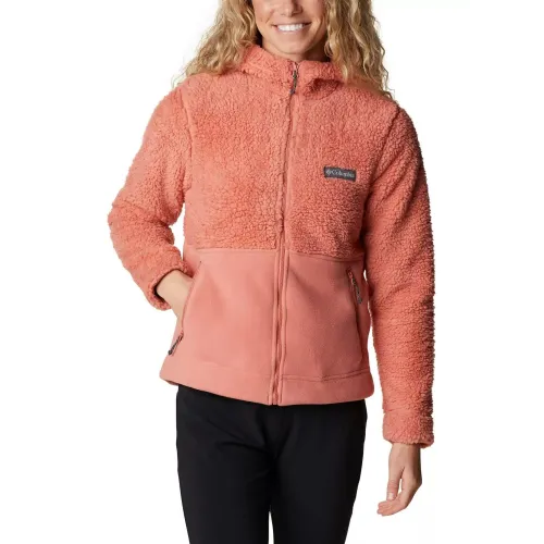 Columbia Winter Pass Sherpa Hooded Full Zip Női Polár, Softshell, Középréteg 639-Dark Coral