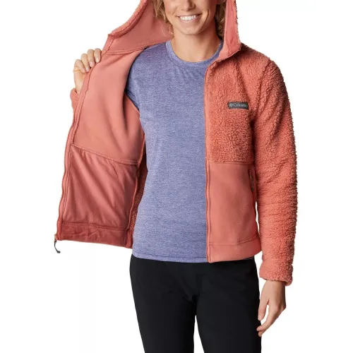 Columbia Winter Pass Sherpa Hooded Full Zip Női Polár, Softshell, Középréteg 639-Dark Coral