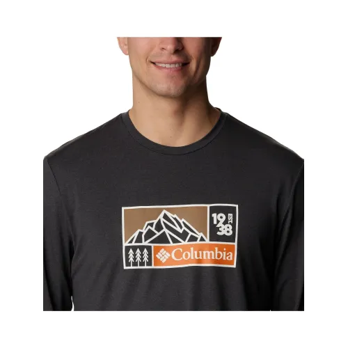 Columbia Tech Trail Long Sleeve Graphic Férfi Sport felső 014-Black