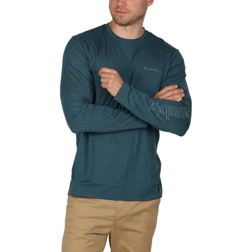 Columbia Tech Trail Long Sleeve Graphic Férfi Sport felső 414-Night Wave
