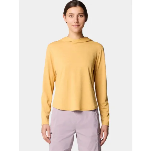 Mountain Hardwear Sunblocker Long Sleeve Hoody Női Sport felső 748-Sundown Gold Blissed Dye Print