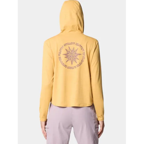 Mountain Hardwear Sunblocker Long Sleeve Hoody Női Sport felső 748-Sundown Gold Blissed Dye Print