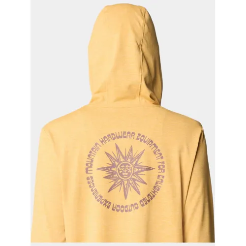 Mountain Hardwear Sunblocker Long Sleeve Hoody Női Sport felső 748-Sundown Gold Blissed Dye Print