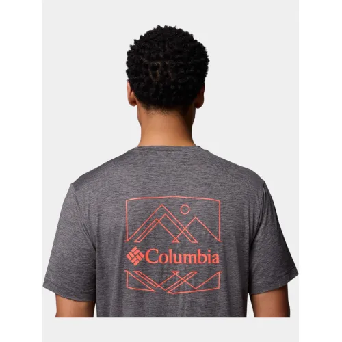 Columbia Kwick Hike Back Graphic Short Sleeve Tee Férfi Fitness felső 008-Black Heather