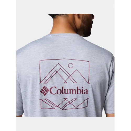 Columbia Kwick Hike Back Graphic Short Sleeve Tee Férfi Fitness felső 032-Tradewinds Grey Heather