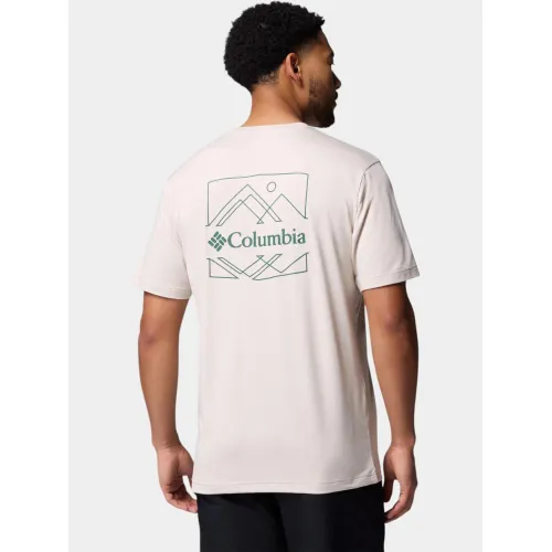 Columbia Kwick Hike Back Graphic Short Sleeve Tee Férfi Fitness felső 282-Dark Stone Heather