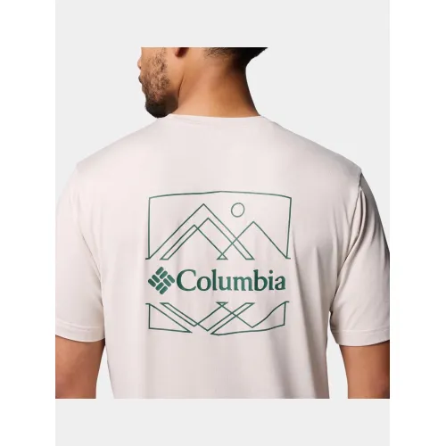 Columbia Kwick Hike Back Graphic Short Sleeve Tee Férfi Fitness felső 282-Dark Stone Heather