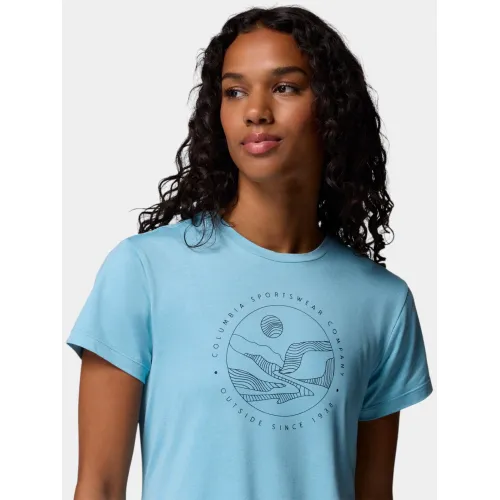 Columbia Sloan Ridge Graphic Short Sleeve Tee Női Póló 445-Vintage Blue