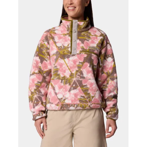 Columbia Helvetia II Printed Cropped Half Snap Női Polár, Softshell, Középréteg 694-Pink Agate