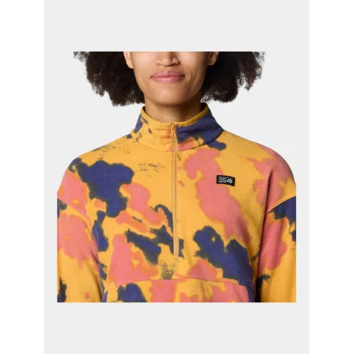 Mountain Hardwear Microchill Pullover Női Polár, Softshell, Középréteg 748-Sundown Gold Blissed Dye Print