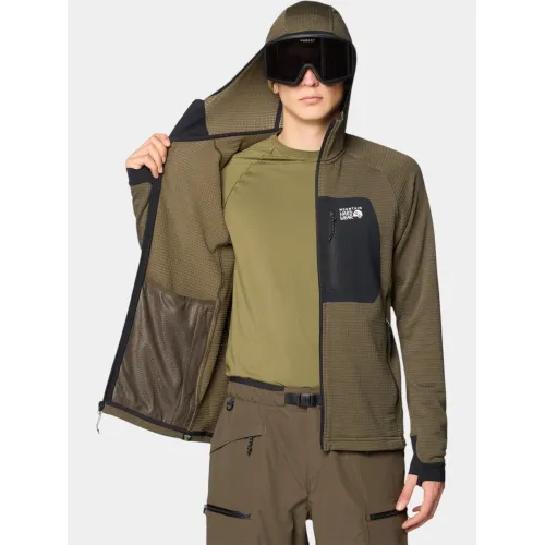 Mountain Hardwear Polartec Power Grid Full Zip Hoody Férfi Polár, Softshell, Középréteg 204-Ridgeline Heather