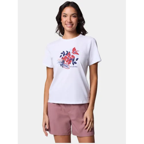 Columbia Sun Trek Graphic Short Sleeve III Női Fitness felső 102-White