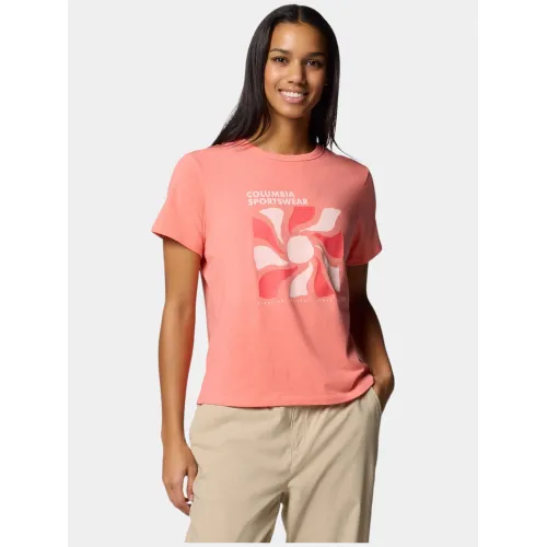 Columbia Sun Trek Graphic Short Sleeve III Női Fitness felső 685-Alpenglow