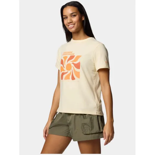 Columbia Sun Trek Graphic Short Sleeve III Női Fitness felső 759-Lemon Wash