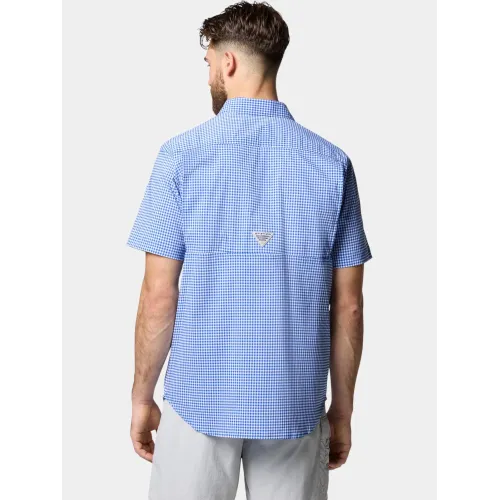 Columbia Harbor Peak Short Sleeve Shirt Férfi Ing 487-Vivid Blue Gingham