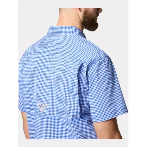 Columbia Harbor Peak Short Sleeve Shirt Férfi Ing 487-Vivid Blue Gingham
