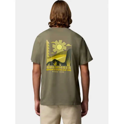 Columbia CSC Outdoor Back Graphic Tee Férfi Póló 397-Stone Green