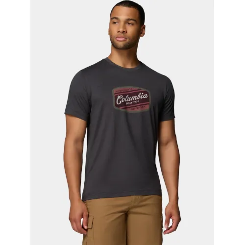 Columbia Parsons Point Short Sleeve Graphic Tee Férfi Póló 011-Black Heather/Badge Label