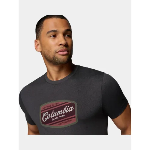 Columbia Parsons Point Short Sleeve Graphic Tee Férfi Póló 011-Black Heather/Badge Label