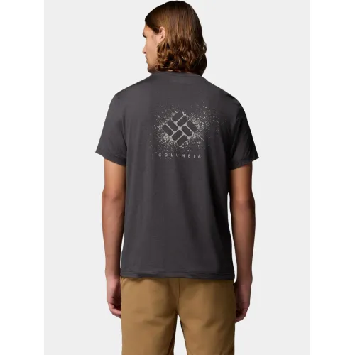 Columbia Parsons Point Short Sleeve Back Graphic Tee Férfi Póló 010-Black Heather/Splatter Gem
