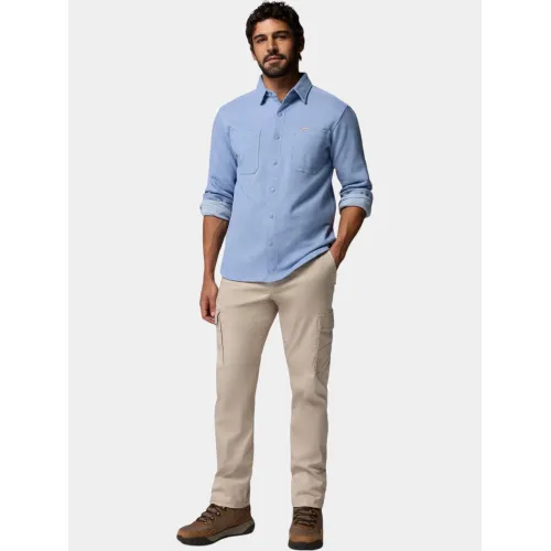 Columbia Twill River Long Sleeve Knit Shirt Férfi Ing 447 - Rainy Day Heather