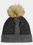 Spyder Plait Pom Hat Férfi Kötött sapka BLK-Black