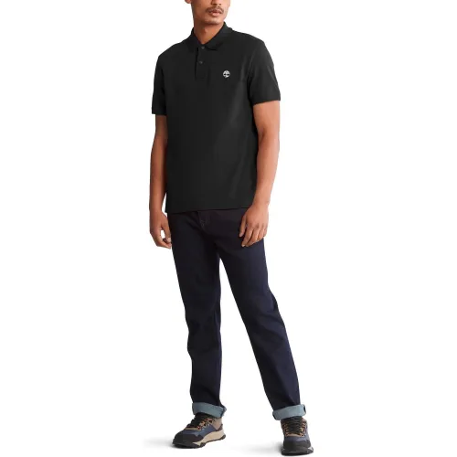 Timberland Pique Short Sleeve Polo Férfi Galléros póló 001-Blk