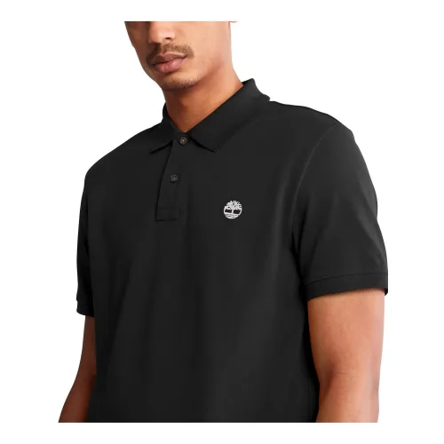 Timberland Pique Short Sleeve Polo Férfi Galléros póló 001-Blk