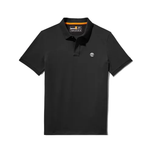 Timberland Pique Short Sleeve Polo Férfi Galléros póló 001-Blk