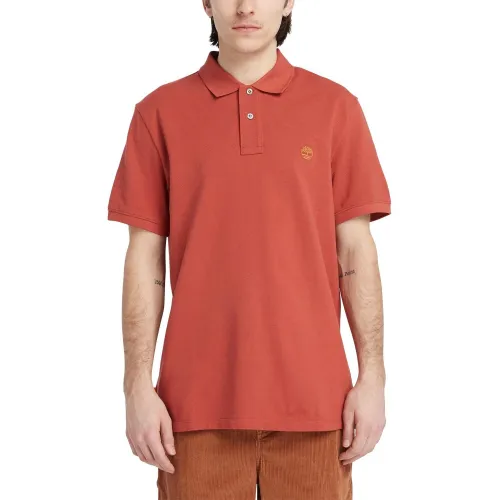 Timberland Pique Short Sleeve Polo Férfi Galléros póló DV5-Red