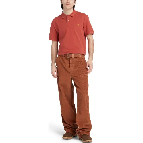 Timberland Pique Short Sleeve Polo Férfi Galléros póló DV5-Red