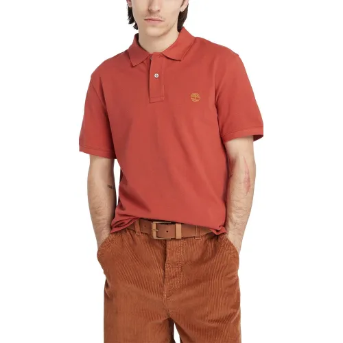 Timberland Pique Short Sleeve Polo Férfi Galléros póló DV5-Red