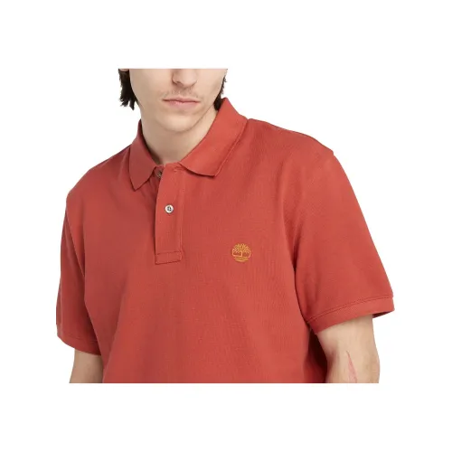 Timberland Pique Short Sleeve Polo Férfi Galléros póló DV5-Red