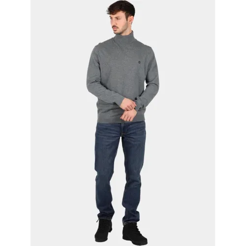 Timberland Turtle Neck Cotton Sweater Férfi Pulóver U14-Dark Grey Heather