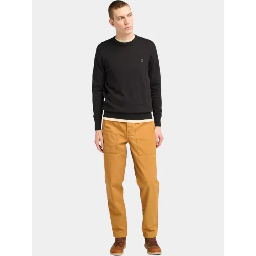 Timberland Cotton Yd Sweater Férfi Pulóver X65-Black-Pavement