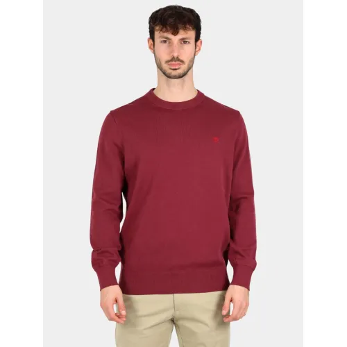 Timberland Cotton Yd Sweater Férfi Pulóver 648-Burgundy