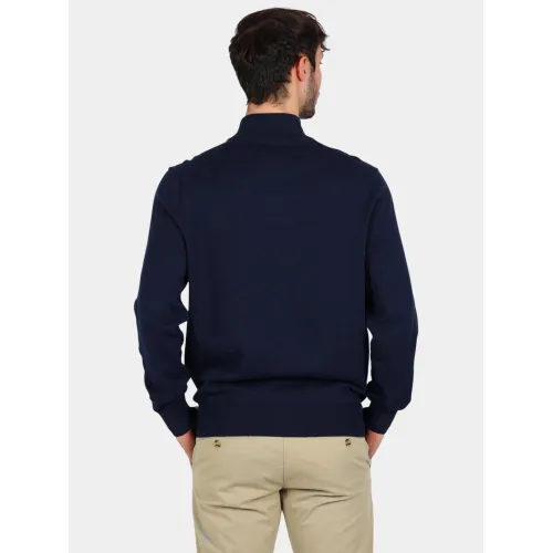 Timberland Cotton Yd 1/4 Zip Sweater Férfi Pulóver Z02-Dark Sapphire-Dark Denim