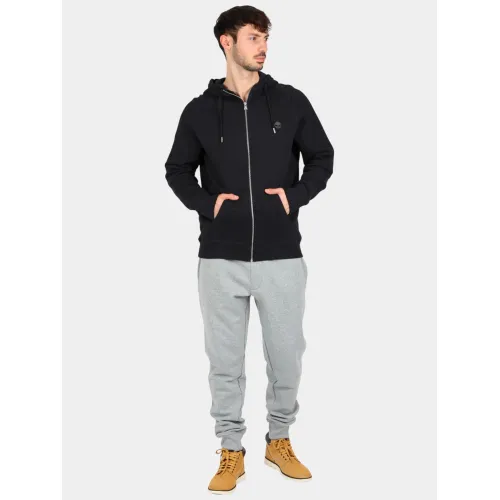 Timberland Brushed Back Full Zip Hoodie Férfi Pulóver X65-Black-Pavement