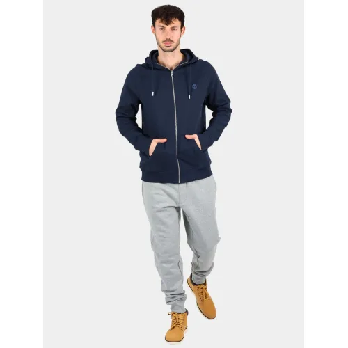 Timberland Brushed Back Full Zip Hoodie Férfi Pulóver Z02-Dark Sapphire-Dark Denim